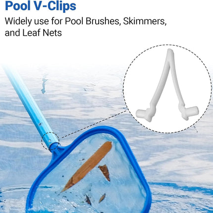 (21-Pack)  Replacement Pool V-Clips - Pool Brush Plastic Clips/Pool Pole Net Clips for Cleaning Pool Walls - Perfect for Pool Brushes, Skimmers, and Leaf Nets - Made from Heavy-Duty Plastic.