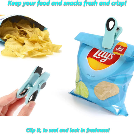 12 Pack Chip Clips, Magnetic Bag Clip with Airtight Seal for Chips, Bread, Snacks, Fridge Organizer Kitchen Storage Clips Multicolor.