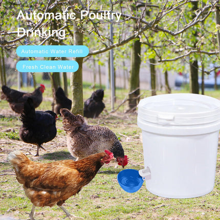 Professional Chicken Waterer Cups, 8 Packs Blue Large Chicken Water Feeder, Tee Fittings Poultry Waterer Suitable for Duck, Chicks, Goose, Turkey, Bunny and Bird with Mounting Hole Opener.