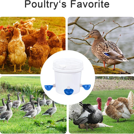 Professional Chicken Waterer Cups, 8 Packs Blue Large Chicken Water Feeder, Tee Fittings Poultry Waterer Suitable for Duck, Chicks, Goose, Turkey, Bunny and Bird with Mounting Hole Opener.