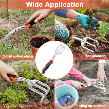 Hand Rake Garden Tool, Heavy Duty Hand Cultivators for Gardening, Small Garden Claw Tool Garden Handrake with Ergonomic Handle, Weed Rake Cultivator Tool for Cultivating, Loosening, Weeding.