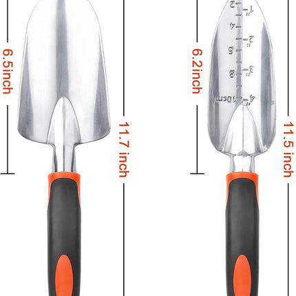 Garden Shovel Trowel Garden Tool Set, 2 Pack Heavy Duty Gardening Tools Set Include Wide Garden Trowel, Hand Shovel with Measurement Mark, Small Shovels for Gardening Digging Planting Transplanting.