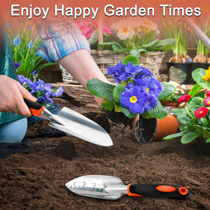 Garden Shovel Trowel Garden Tool Set, 2 Pack Heavy Duty Gardening Tools Set Include Wide Garden Trowel, Hand Shovel with Measurement Mark, Small Shovels for Gardening Digging Planting Transplanting.
