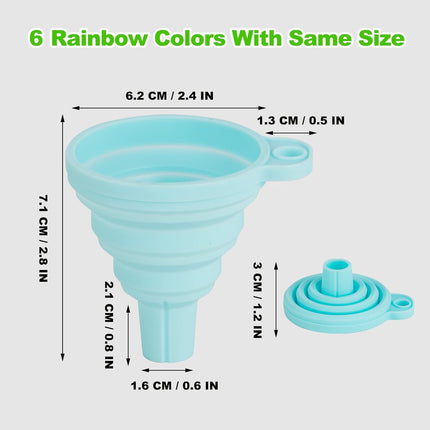 Kitchen Funnel Set 7 Pack, Collapsible Silicone Funnel for Filling Bottles, Beverage, Lab, Oil, Paint - Kitchen Gadgets Accessories Multicolor.