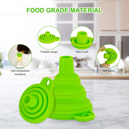 Kitchen Funnel Set 7 Pack, Collapsible Silicone Funnel for Filling Bottles, Beverage, Lab, Oil, Paint - Kitchen Gadgets Accessories Multicolor.