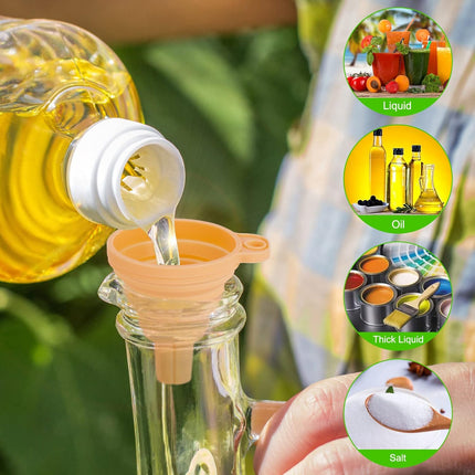 Kitchen Funnel Set 7 Pack, Collapsible Silicone Funnel for Filling Bottles, Beverage, Lab, Oil, Paint - Kitchen Gadgets Accessories Multicolor.