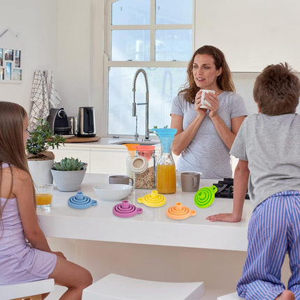 Kitchen Funnel Set 7 Pack, Collapsible Silicone Funnel for Filling Bottles, Beverage, Lab, Oil, Paint - Kitchen Gadgets Accessories Multicolor.