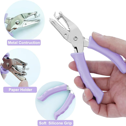 6 Pack Silicone Soda Can Cover Lids, Reusable Soda Can Lids + Single Hole Punch 1/4” Hole Puncher for Crafts Purple.