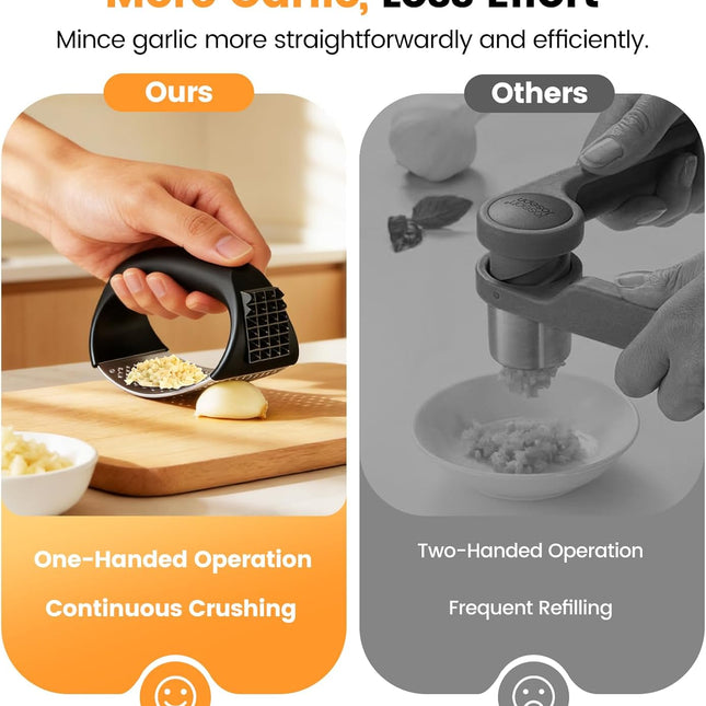 Garlic Press Rocker Set with Garlic Peeler & Cleaning Brush,Stainless Steel Garlic Mincer Crusher,Easy Kitchen Gadget for Effortless Smashing,Kitchen Essentials,Home and Kitchen Utensils Accessories.