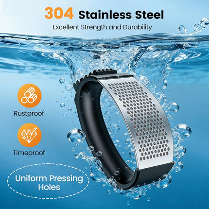 Garlic Press Rocker Set with Garlic Peeler & Cleaning Brush,Stainless Steel Garlic Mincer Crusher,Easy Kitchen Gadget for Effortless Smashing,Kitchen Essentials,Home and Kitchen Utensils Accessories.