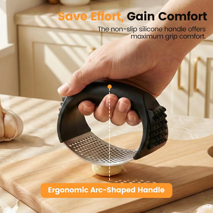 Garlic Press Rocker Set with Garlic Peeler & Cleaning Brush,Stainless Steel Garlic Mincer Crusher,Easy Kitchen Gadget for Effortless Smashing,Kitchen Essentials,Home and Kitchen Utensils Accessories.