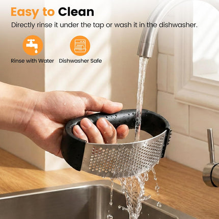 Garlic Press Rocker Set with Garlic Peeler & Cleaning Brush,Stainless Steel Garlic Mincer Crusher,Easy Kitchen Gadget for Effortless Smashing,Kitchen Essentials,Home and Kitchen Utensils Accessories.
