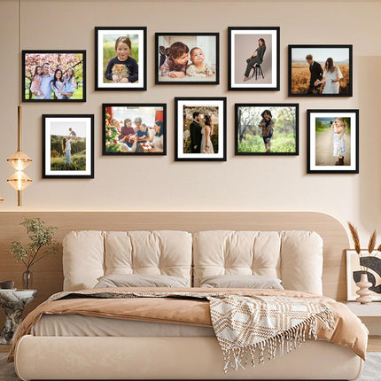 8x10 Picture Frame Set of 2, Photo Frame with HD Plexiglass, Display Pictures 5x7 with Mat or 8x10 Without Mat Multi Picture Frames Collage for Tabletop or Wall Display, Black.