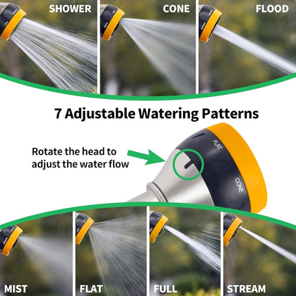 Garden Nozzle Sprayer, High Pressure Spray Nozzle, 100% Metal Water Hose Nozzle, 7 Patterns Watering Nozzle, Heavy Duty Sprayer Garden Nozzle for Watering Plants & Lawns, Washing Cars & Pets.