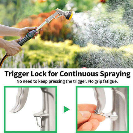 Garden Nozzle Sprayer, High Pressure Spray Nozzle, 100% Metal Water Hose Nozzle, 7 Patterns Watering Nozzle, Heavy Duty Sprayer Garden Nozzle for Watering Plants & Lawns, Washing Cars & Pets.