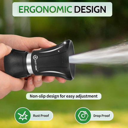 Garden Hose Nozzle Heavy Duty, Fireman Hose Nozzle, High Pressure Water Hose Sprayer Nozzle, Adjustable Spray Nozzles for Washing Car, Cleaning Ground, Watering Plants, Showing Pets.