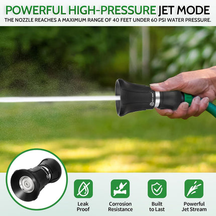 Garden Hose Nozzle Heavy Duty, Fireman Hose Nozzle, High Pressure Water Hose Sprayer Nozzle, Adjustable Spray Nozzles for Washing Car, Cleaning Ground, Watering Plants, Showing Pets.