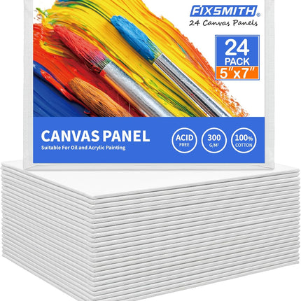 Canvas Boards for Painting 5x7 Inch, Super Value 24 Pack Mini Canvases, White Blank Canvas Panels, 100% Cotton Primed, Painting Art Supplies.