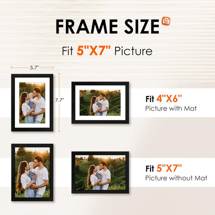 5x7 Picture Frame Set of 2 & 8x10 Picture Frame Set of 2, Photo Frame with HD Plexiglass, Display Pictures 5x7 with Mat or 8x10 Without Mat.
