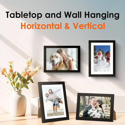 5x7 Picture Frame Set of 2 & 8x10 Picture Frame Set of 2, Photo Frame with HD Plexiglass, Display Pictures 5x7 with Mat or 8x10 Without Mat.