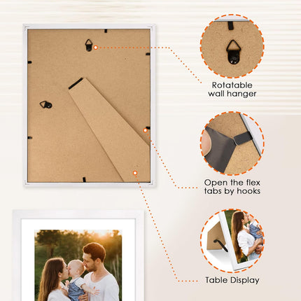 5x7 Picture Frame Set of 2 & 8x10 Picture Frame Set of 2, Photo Frame with HD Plexiglass, Display Pictures 5x7 with Mat or 8x10 Without Mat.