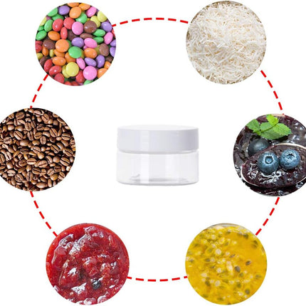 24 Pcs 1oz Plastic Cosmetic Jars,Round Leak Proof Clear Container with Lid,Wide-Mouth Refillable Small Storage Containers for Slime,Cosmetic,Lotion,Candy,Craft.