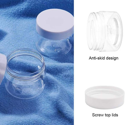 24 Pcs 1oz Plastic Cosmetic Jars,Round Leak Proof Clear Container with Lid,Wide-Mouth Refillable Small Storage Containers for Slime,Cosmetic,Lotion,Candy,Craft.