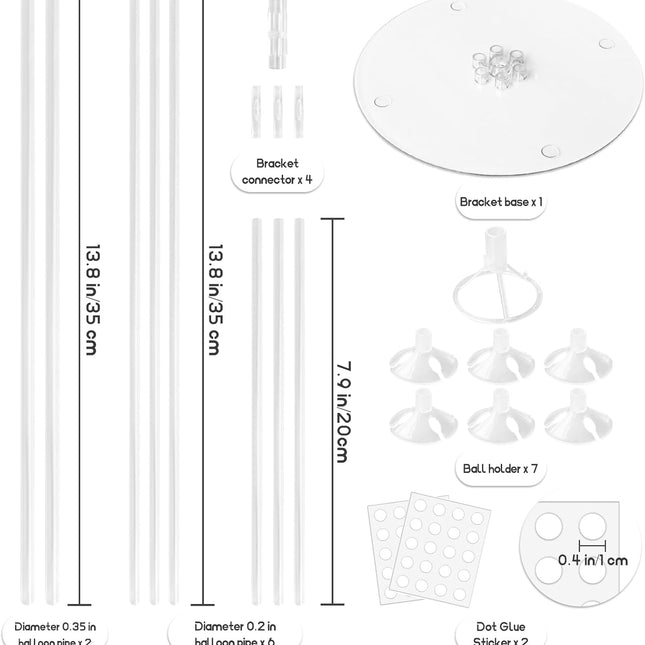 6 Sets Balloon Sticks with Base,Balloon Stand Kits,Balloon Stands with Base for Table Center Floor Birthday Wedding Party Decorations.