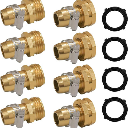 Garden Hose Repair Connector with Clamps, Fit for 3/4" or 5/8" Garden Hose Fitting, 4 Set.