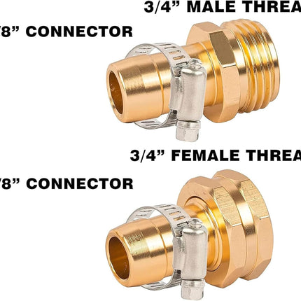 Garden Hose Repair Connector with Clamps, Fit for 3/4" or 5/8" Garden Hose Fitting, 4 Set.