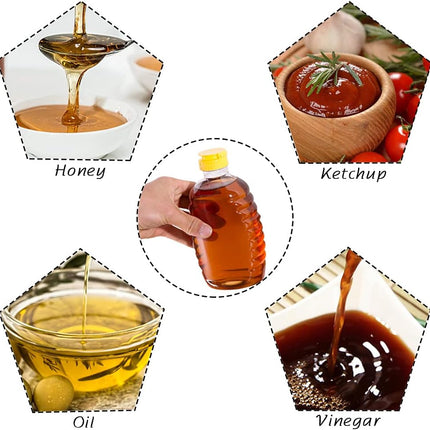 8 Pack 16oz Clear Plastic Honey Bottles,Refillable Food Grade Honey Container,Squeeze Honey Bottle With Leak Proof Flip-Top Caps for Storing and Dispensing.