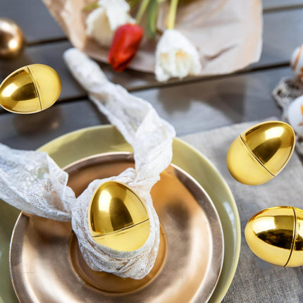 30 Pcs Gold Easter Eggs,2.3" Bulk Plastic Metallic Empty Easter Eggs,Fillable Shiny Golden Easter Egg for Easter Hunt Supplies,Basket Stuffers,Party Favor.