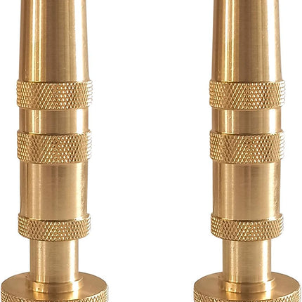 Adjustable Twist Hose Nozzle, 4" Heavy-Duty Brass Hose Nozzle with 10 Garden Hose Rubber Washers, 2 Pack.