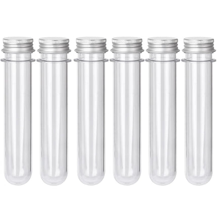 6PCS Plastic Test Tubes with Screw Caps 45ml Clear Tubes for Scientific Experiments, Party Decoration, Sample, Candy, Bath Salt, Storage.