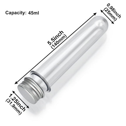 6PCS Plastic Test Tubes with Screw Caps 45ml Clear Tubes for Scientific Experiments, Party Decoration, Sample, Candy, Bath Salt, Storage.