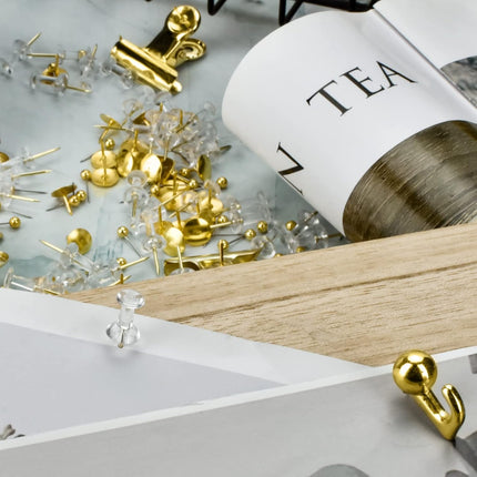 Gold Push Pin Kit 310 Pcs Decorative Thumb Tacks with Push Pin Hook Pushpin for Cork Board Bulletin Board Office Wall - 5 Style.