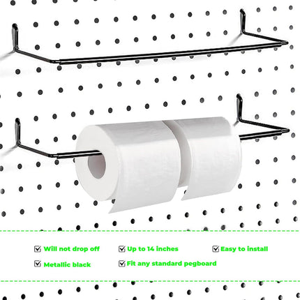 2 Pack Pegboard Towel Holder Pegboard Hooks for Paper Towels, Kitchen Towels, Stickers, Tapes Great Peg Board Organizer Accessories for Workshop, Garage, Kitchen.