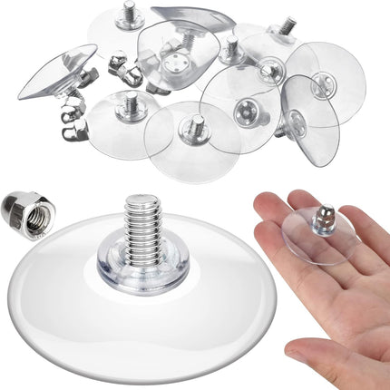 Storage Hook - 12 Pack Suction Cups with Screws, Extra Strong Adhesive, Rust Resistant, for Glass, Wall, Door, Bathroom, Kitchen, Outdoor, 1.7" Diameter, 5 lbs Weight Capacity.