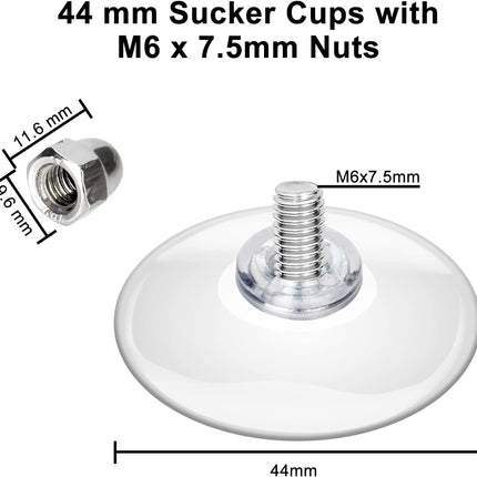 Storage Hook - 12 Pack Suction Cups with Screws, Extra Strong Adhesive, Rust Resistant, for Glass, Wall, Door, Bathroom, Kitchen, Outdoor, 1.7" Diameter, 5 lbs Weight Capacity.