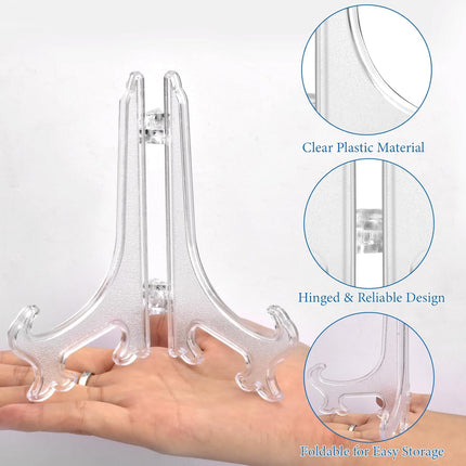 25 Pack Acrylic Easel Stand 3 Inch Clear Plastic Easels Plate Holders Mini Easels Display Stand for Photos, Sports Cards, Baseball Card, Coins, Small Items.