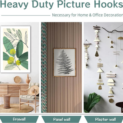 30Pcs Picture Hanger Hooks Super Hooks for Hanging Drywall Picture Hanging Hooks Heavy Duty Wall Hooks for Hanging Pictures, Photos, Frames, Planters, Art, Clock.