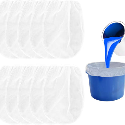 Paint Strainer Bag, 1 Gallon Paint Filter Strainer with Elastic Drawstring, Nylon Mesh Filter White Fine Mesh Bag for Paint Gardening, 10 Pack.