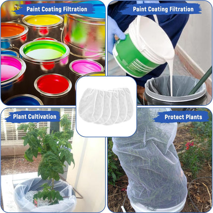 Paint Strainer Bag, 1 Gallon Paint Filter Strainer with Elastic Drawstring, Nylon Mesh Filter White Fine Mesh Bag for Paint Gardening, 10 Pack.