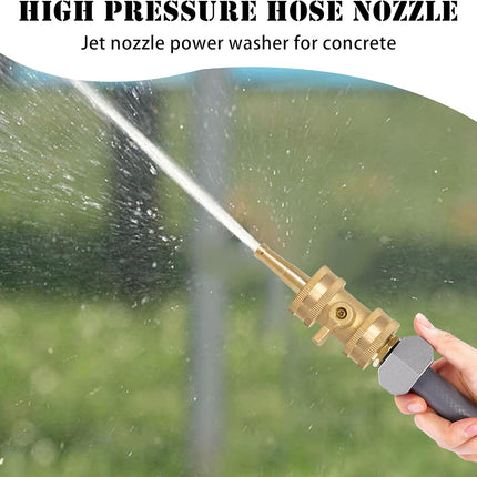 2 Set Heavy Duty Brass Hose Nozzle, Pressure Jet Nozzle with Hose Shutoff Valve, 3/4" GHT Nozzles for Garden Hose, Car Wash, Extra 4 Rubber Washers.