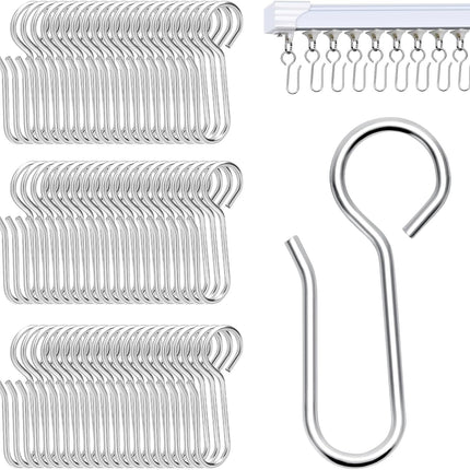 S-Shaped Small Metal Curtain Hooks - 60 Pcs Drapery Hooks for Ceiling Track.