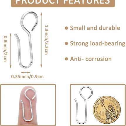 S-Shaped Small Metal Curtain Hooks - 60 Pcs Drapery Hooks for Ceiling Track.