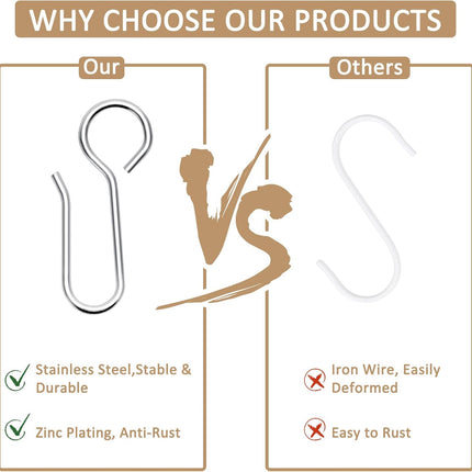 S-Shaped Small Metal Curtain Hooks - 60 Pcs Drapery Hooks for Ceiling Track.