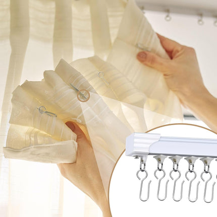 S-Shaped Small Metal Curtain Hooks - 60 Pcs Drapery Hooks for Ceiling Track.