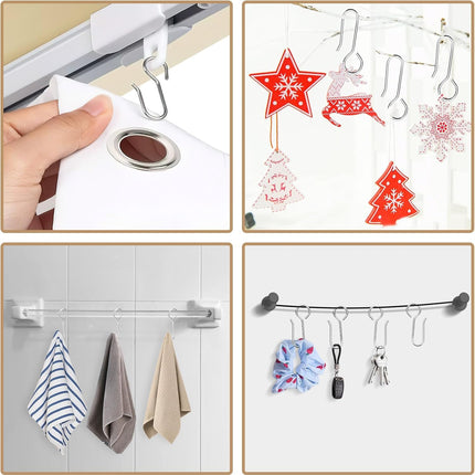 S-Shaped Small Metal Curtain Hooks - 60 Pcs Drapery Hooks for Ceiling Track.