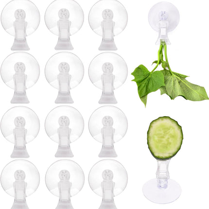 12Pcs Veggie Clips Aquarium Seaweed Clips Fish Food Holder Wide Mouth Clips Plants Suction Cups Algae Clips for Freshwater and Marine Fish Tank (Plastic).